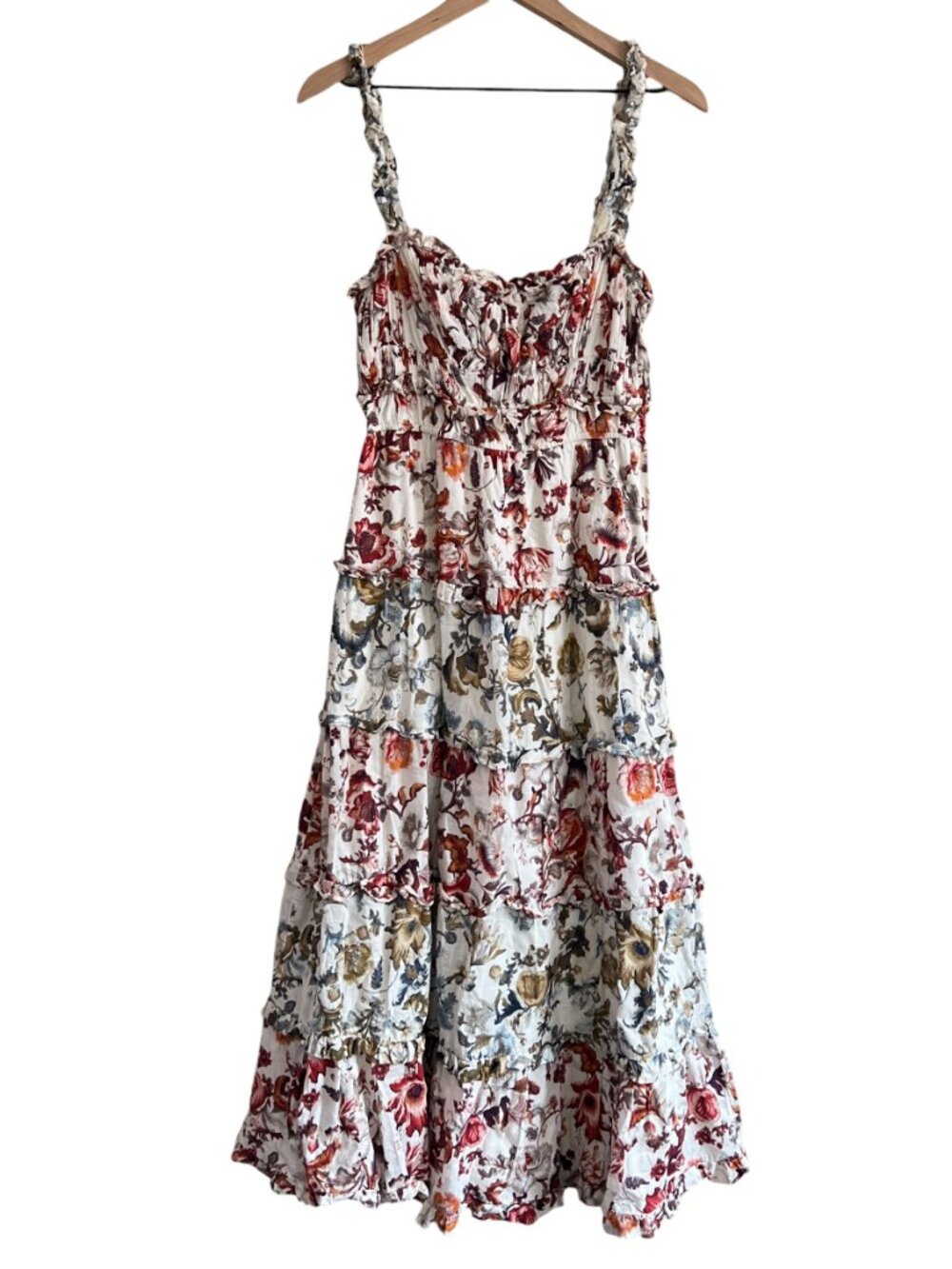 By Anthropologie Sleeveless Square-Neck Ruffle Tiered Midi Dress - Picture 2 of 6